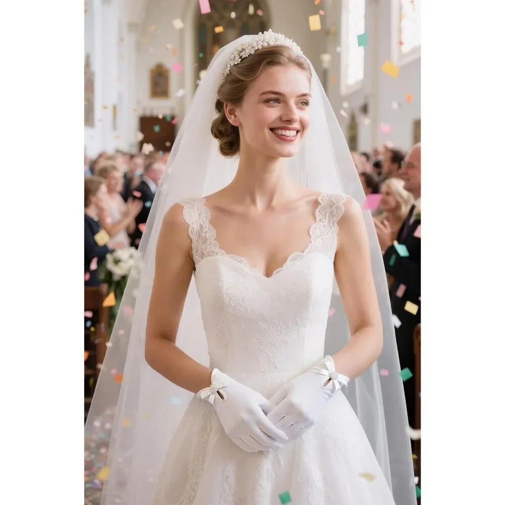 Women's Satin Short Gloves Wrist Party Prom White Evening Elegant Accessories